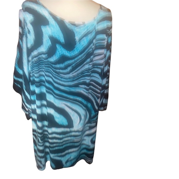Swim by cacique teal black printed swimsuit cover up bathing size 22/24 - Picture 5 of 5